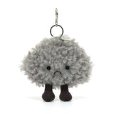 Jellycat Porte Clefs Nuage Gris Storm Cloud Bag Charm Face
