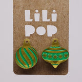 LiliPop - Boucle d'oreilles - Boules de Noël - Vertes