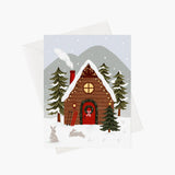 Marie-Lise Illustration-Carte de Noel-Chalet de Ski