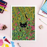 Niaski Affiche Chat cache dans un jardin Klimt