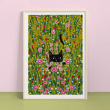 Niaski Affiche Chat cache dans un jardin Klimt