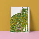 Niaski Carte De Souhait Klimt Cat Floral Multicolore