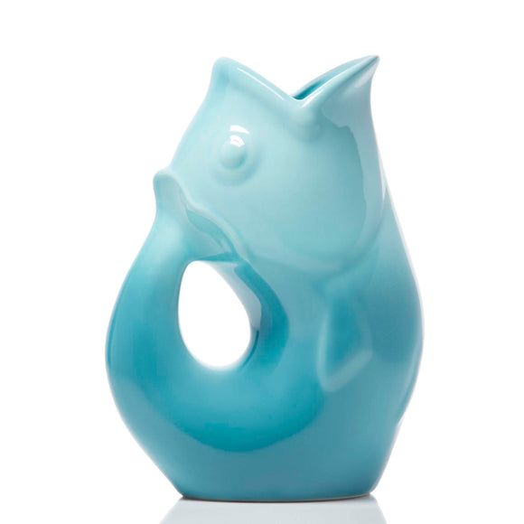 Pichet Gurgle Pot Ombre Bleue en forme de poisson qui fait glou glou format moyen