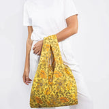 Sac Réutilisable Médium Jaune Fleurs Rétro Flowers Yellow Medium Reusable Bag Happy