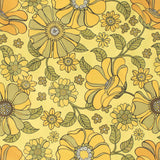 Sac Réutilisable Médium Jaune Fleurs Rétro Flowers Yellow Medium Reusable Bag Pattern