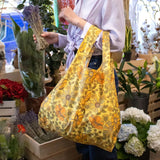 Sac Réutilisable Médium Jaune Fleurs Rétro Flowers Yellow Medium Reusable Bag Shopping