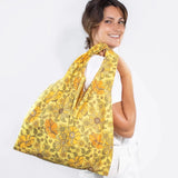 Sac Réutilisable Médium Jaune Fleurs Rétro Flowers Yellow Medium Reusable Bag