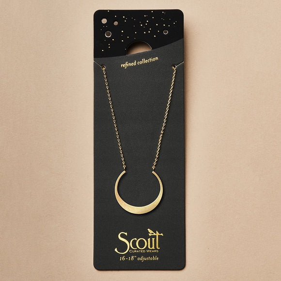 Scout Curated Wears- Refined Necklace Collection-Crestent Gold Packaging