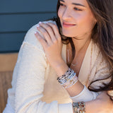 Scout Curated Wears-Stone Stack Bracelet-Necklace Blue Howlite Gold Lifestyle