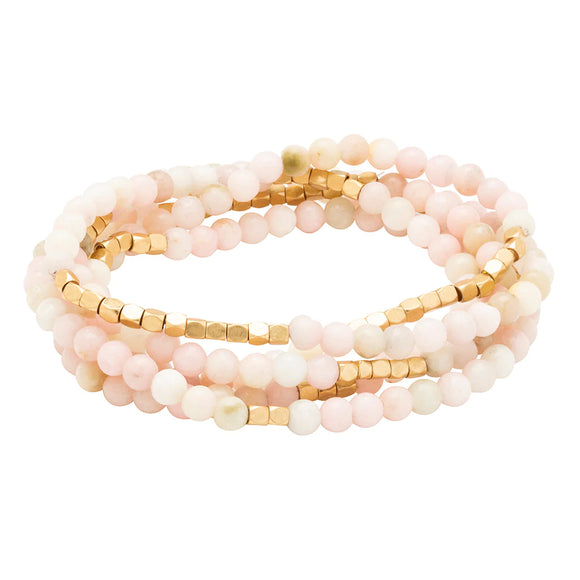 Scout Curated Wears- Stone Stack Bracelet-Necklace Pink Opal Gold Stone Of Renew