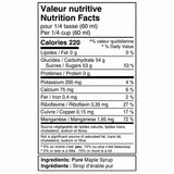 Seracon - Sirop d'érable haut de gamme 100 _ pur - Bouteille en verre de 375 ml - Valeurs Nutritives