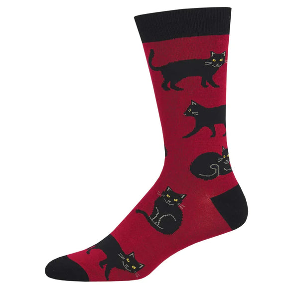 Sock Smith Chaussettes Bambou Homme Chats Noirs Black Cats Red Mens Bamboo Socks