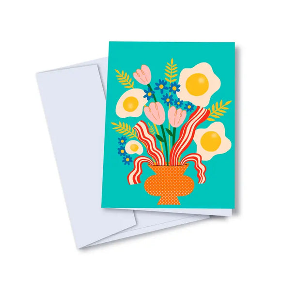 Studio Toute-Carte de Souhaits Bacon_Eggs Breakfast Bouquet-Fond Blanc