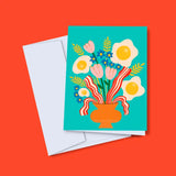  Studio Toute-Carte de Souhaits Bacon_Eggs Breakfast Bouquet-Fond Orange
