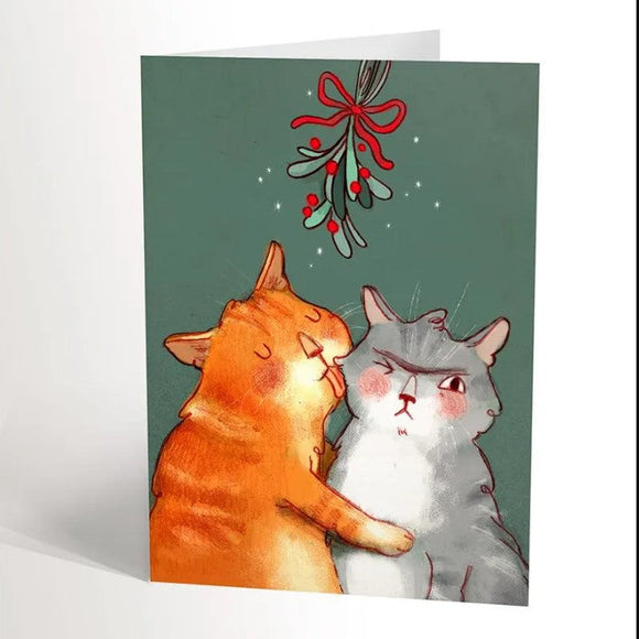 Valerie Boivin Carte De Souhaits Chats Sous Le Gui