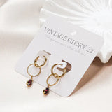 Vintage GLory 22-Boucle d'oreille Laura Or-Aubergine