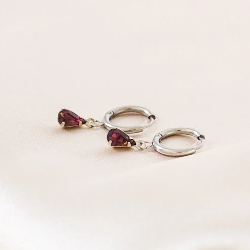 Vintage Glory 22-Boucle d'oreille Olivia Eggplant-Argent
