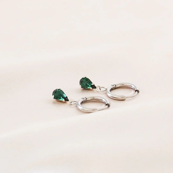 Vintage Glory 22-Boucle d'oreille Olivia Emeraude-Argent