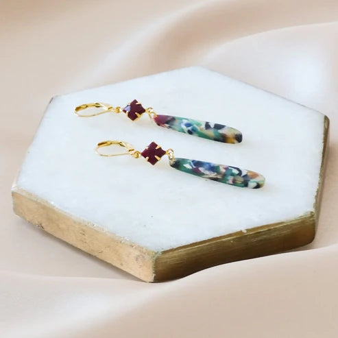 Vintage Glory 22-Boucle d'oreille Valerie-Bordeaux et Multi