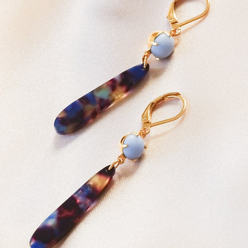 Vintage Glory 22-Boucle d'oreille Valerie-Bleu ROyal