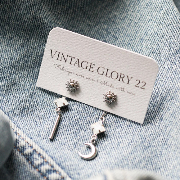 Vintage Glory 22 - Boucles D'Oreilles - Stella - Blanc et Argent