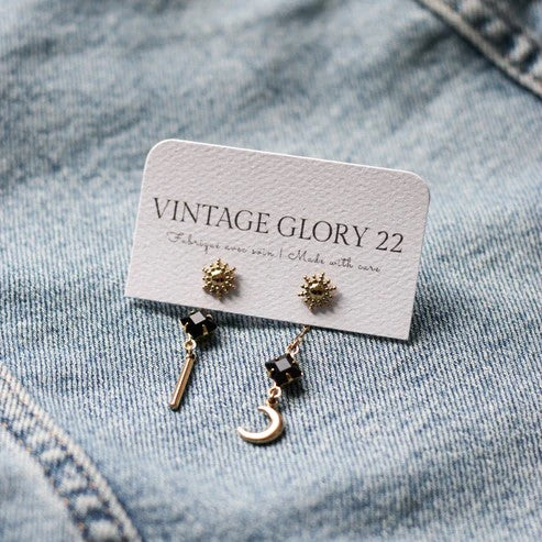 Vintage Glory 22 - Boucles D'Oreilles - Stella - Noir Et Or