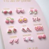 Yuko B. - Boucles d'oreilles en céramique - Un An De Poésie Rose - YB-500-222 - Gros Plan