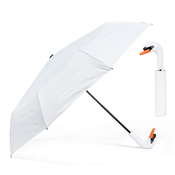 Abbott Parapluie Compact Cygne Blanc Fermé Et Ouvert