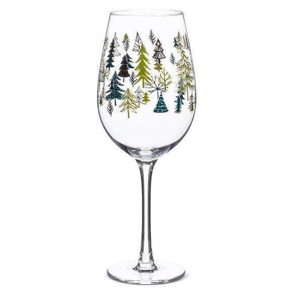 Abbott Verre À Vin Arbres Wine Glass All Over Trees 1