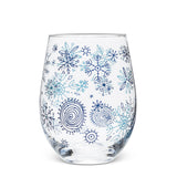 Abbott Verre À Vin Flocons de Neige Bleus Stemless Wine Glass Blue Snowflakes 1