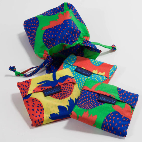 Baggu - Sac réutilisable Standard- Electric Strawberry Mix - Set 3 - 1