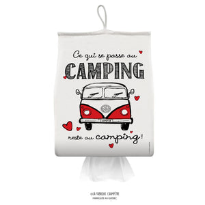 La Fabrique Champêtre Cache papier mouchoir "Ce qui se passe au camping reste au camping" Westfalia