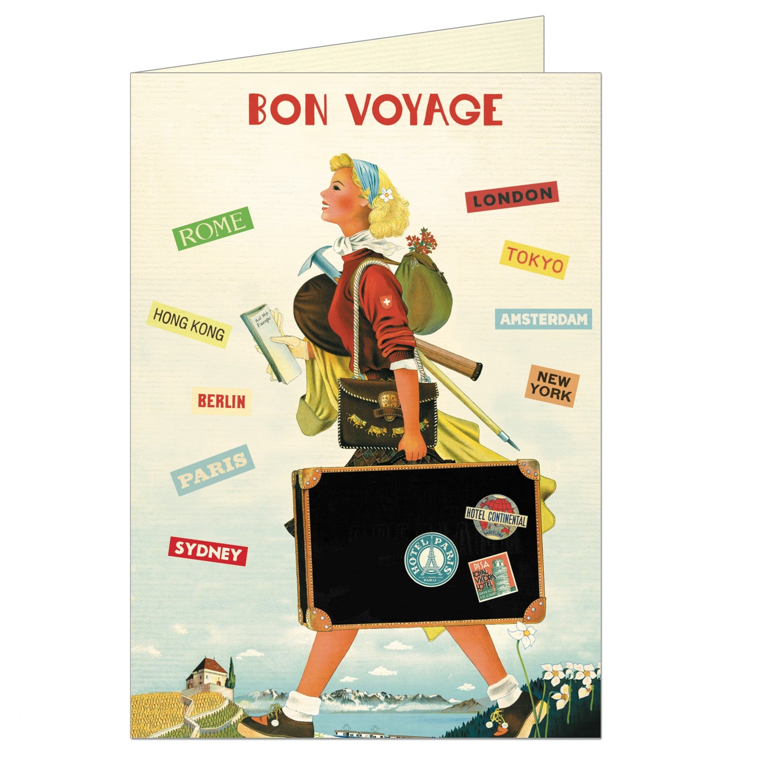 Poster Enveloppe vintage avec des cartes de voyage 