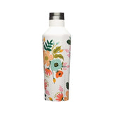 Corkcicle Canteen Bouteille Isolée Gloss Cream Lively Floral Sur Fond Blanc