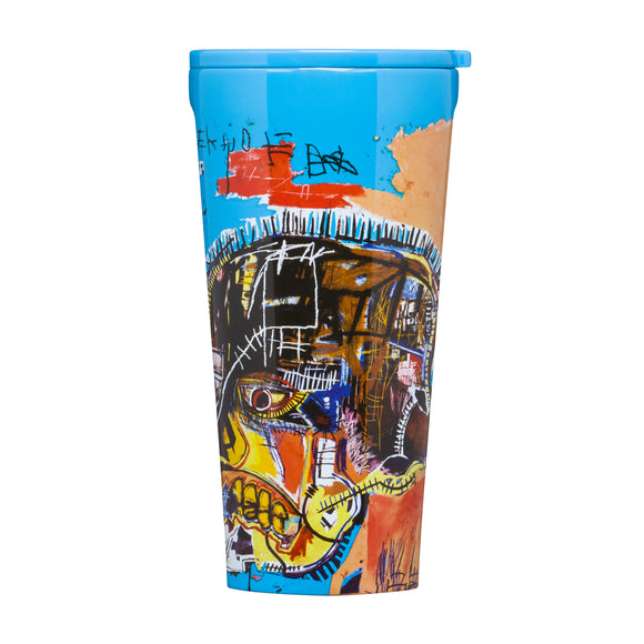 Corkcicle Tasse Isolée - Tumbler - 16 Oz G;oss Cyan - Basquiat - Blue Skull