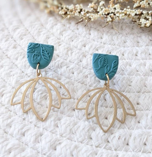 Créations Julie Dupont - Boucles Dorée Et Sarcelle Bo-1729