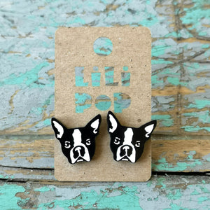 Créations Lili Pop Boucles D'Oreilles Boston Terrier