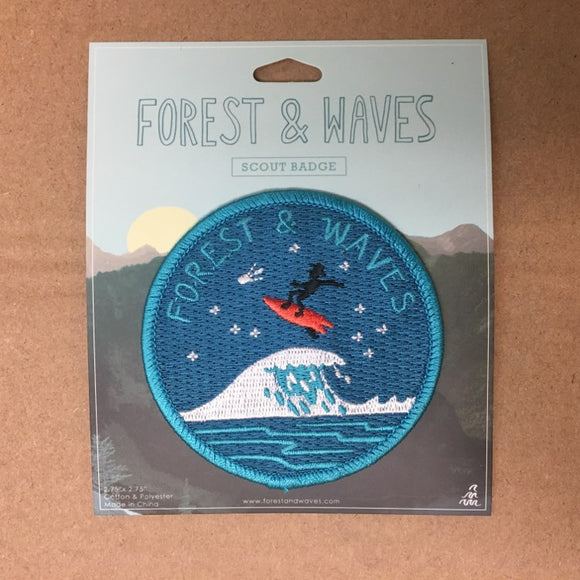 Forest&Waves Écusson Badge Surf Bleu
