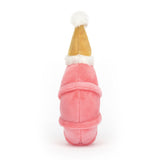 JellyCat Peluche Celebration Shrimp Crevette Chapeau Moutarde Dos