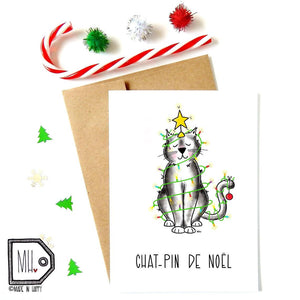 Made In Happy - Carte De Noël - Chat-pin de Noel