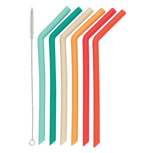 Now Design Ensemble Pailles Silicone Multicolore Straws