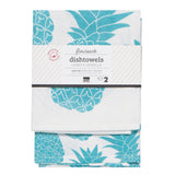 Now Design Linge À Vaisselle Ananas Bali Blue Sur Fond Blanc