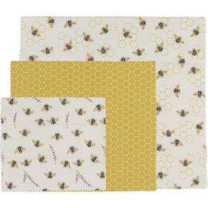 Now Design Trio D'Emballages À La Cire D'Abeille Décorés D'Abeilles
