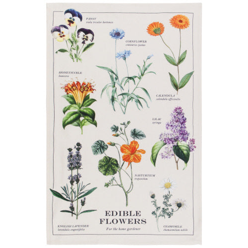 Now Designs - Linge À Vaisselle Fleurs Comestobles Edible Flowers Tea Towel