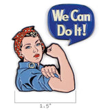 Épinglettes Rosy the riveter - We can do it - dimensions