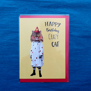 So Meow - Carte De Souhaits Clown Happy Birthday Crazy Cat