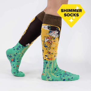 Sock It To Me Bas Aux Genoux Pour Femmes - Gustave Klimt The Kiss - F0531-SIDE-SHIMMER