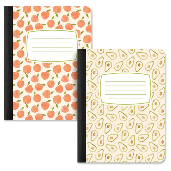 Studio Oh Duo De Carnets Pêches Et Avocats Peaches And Avocados Composition Book Duo