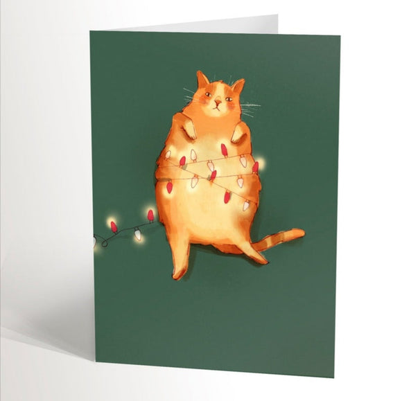 Valérie Boivin - Carte de Noël Chat À La Guirlande 1