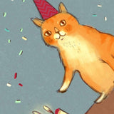 Valerie Boivin Carte Chat Roux Qui Fait Tomber Gâteau Motif